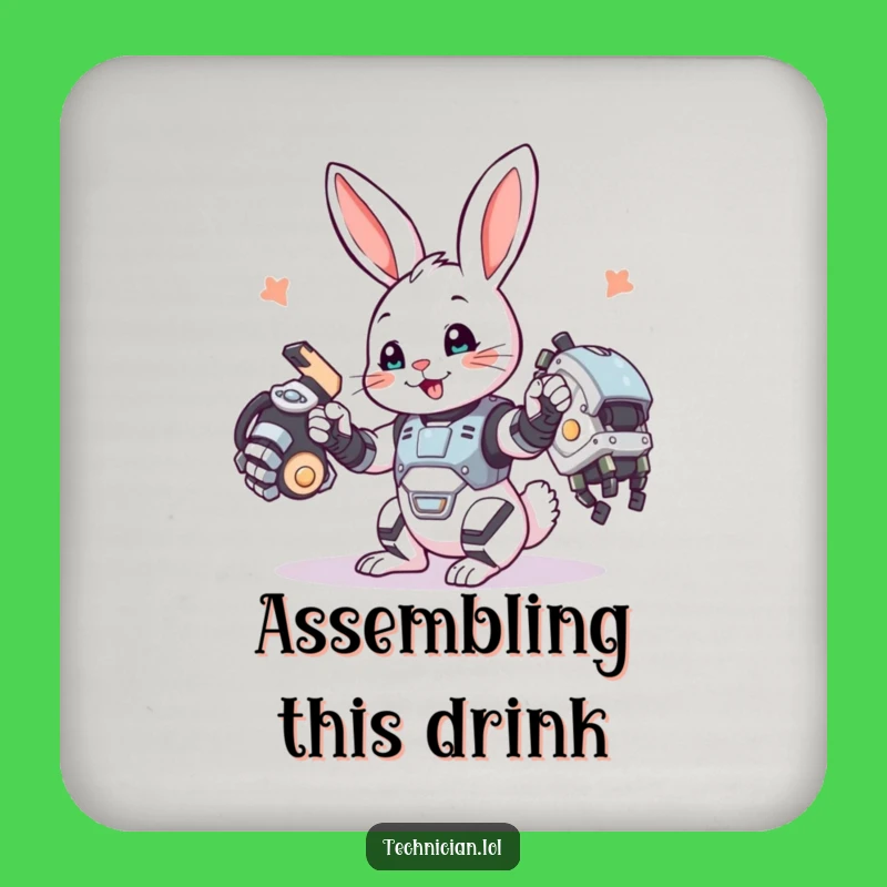 Funny Bunny Coaster: Builder protecting surfaces, a small but funny gift.