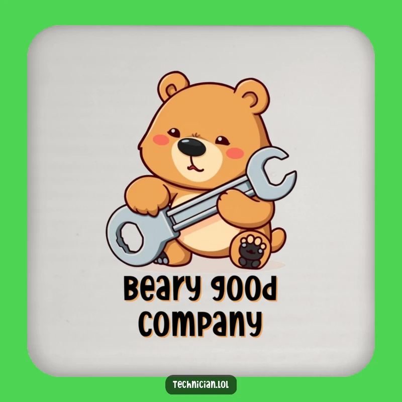 Funny Bear Mechanic Coaster: Protect Surfaces With Grit, Unique Funny Gift