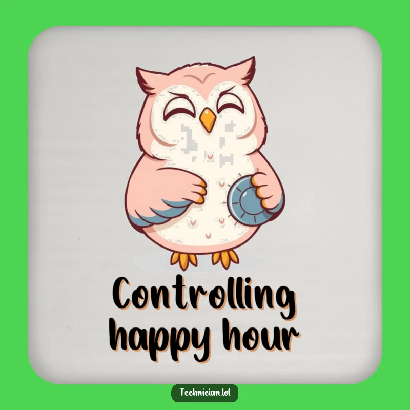 Funny Owl Control Panel Coaster Set: Protect Surfaces with Wise Humor