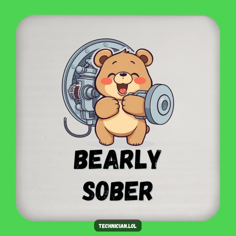 Funny Bear Mechanic Coaster Set: Drink Protection, Perfect Humorous Gift