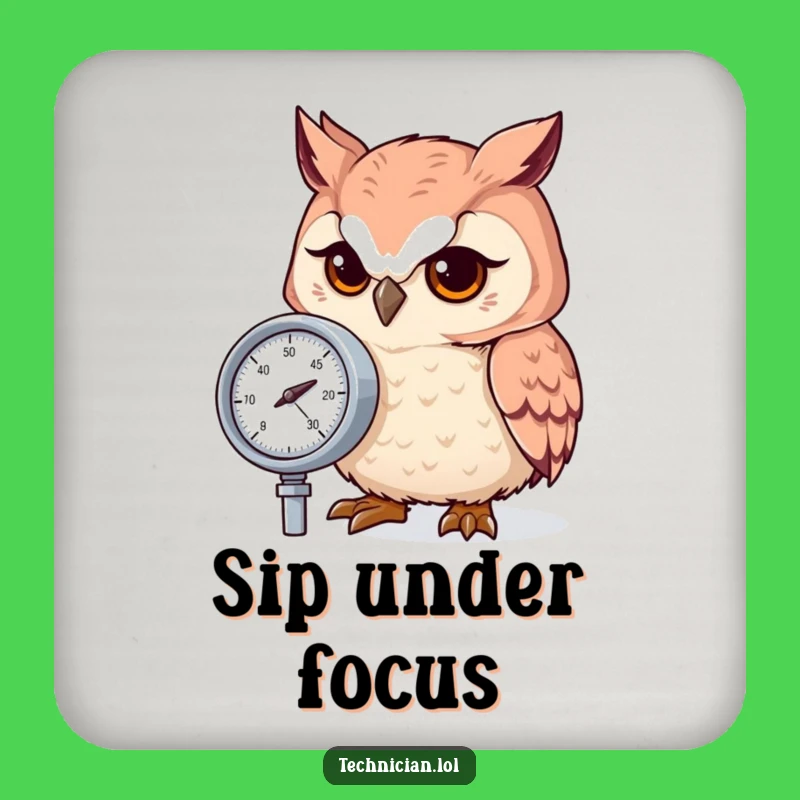 Funny Focused Owl Gauge Coaster - Protect with Precision!