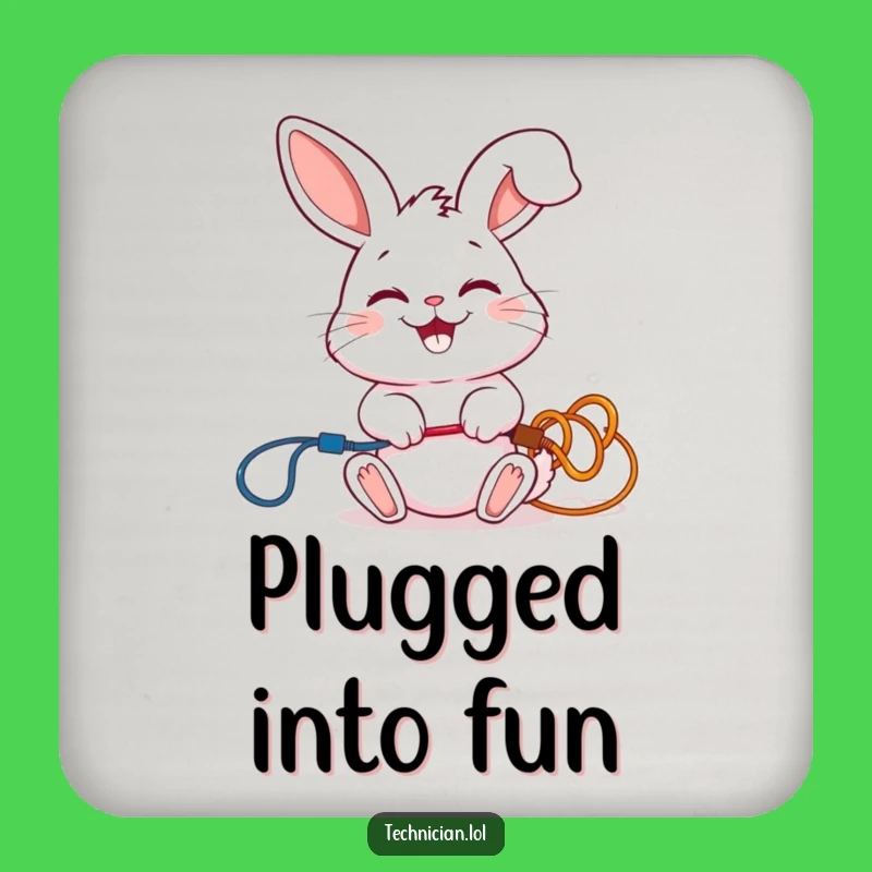 Funny Rabbit Electrician Coaster Set: Protect Drinks with Cute Humor