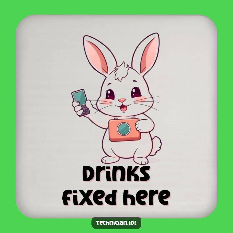 Funny Rabbit Fixed Gadget Coaster - Cartoon Drink Protector & Funny Gift
