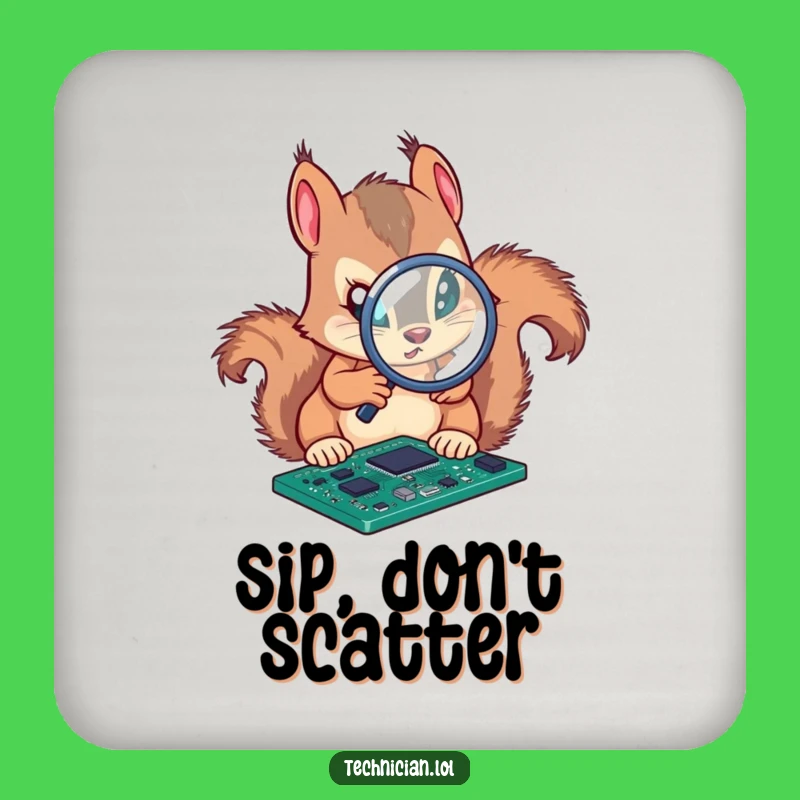 Funny Squirrel Engineer Coaster Set: Protect Surfaces with Smart Humor