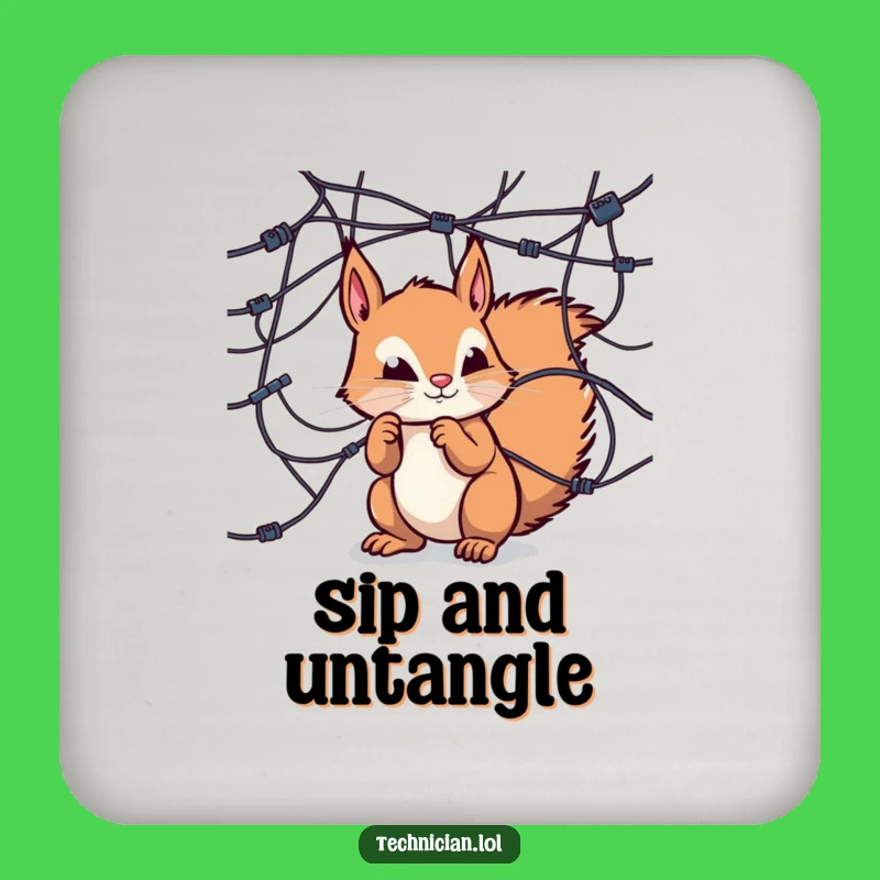 Funny Squirrel Tech Coaster: Protect surfaces with this curious explorer, a perfect funny gift!