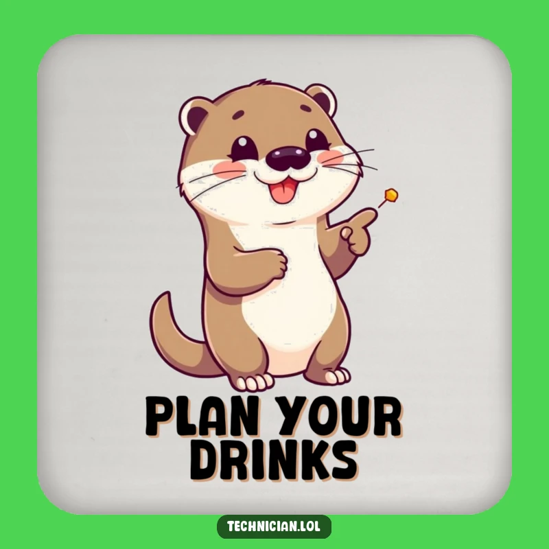 Funny Otter Schematic Coaster - Cartoon Drink Protector & Funny Gift