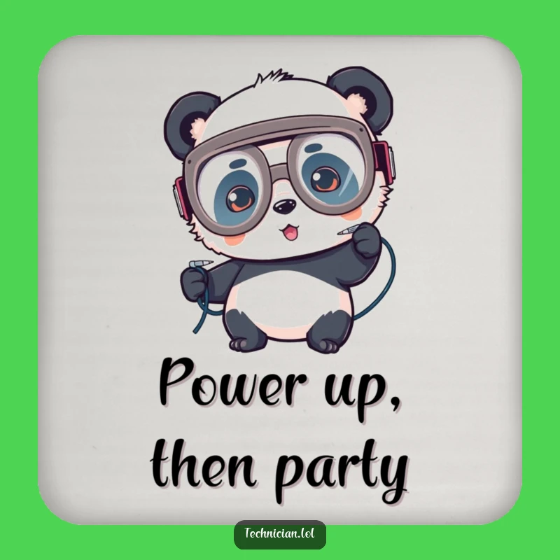 Funny Panda Welder Coaster: Protect surfaces with this focused maker, a perfect funny gift!