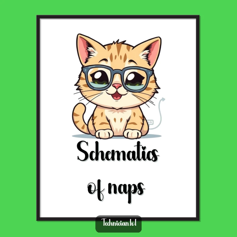 Funny Cat Engineer Poster - Brilliant Art for a Smart Gift!