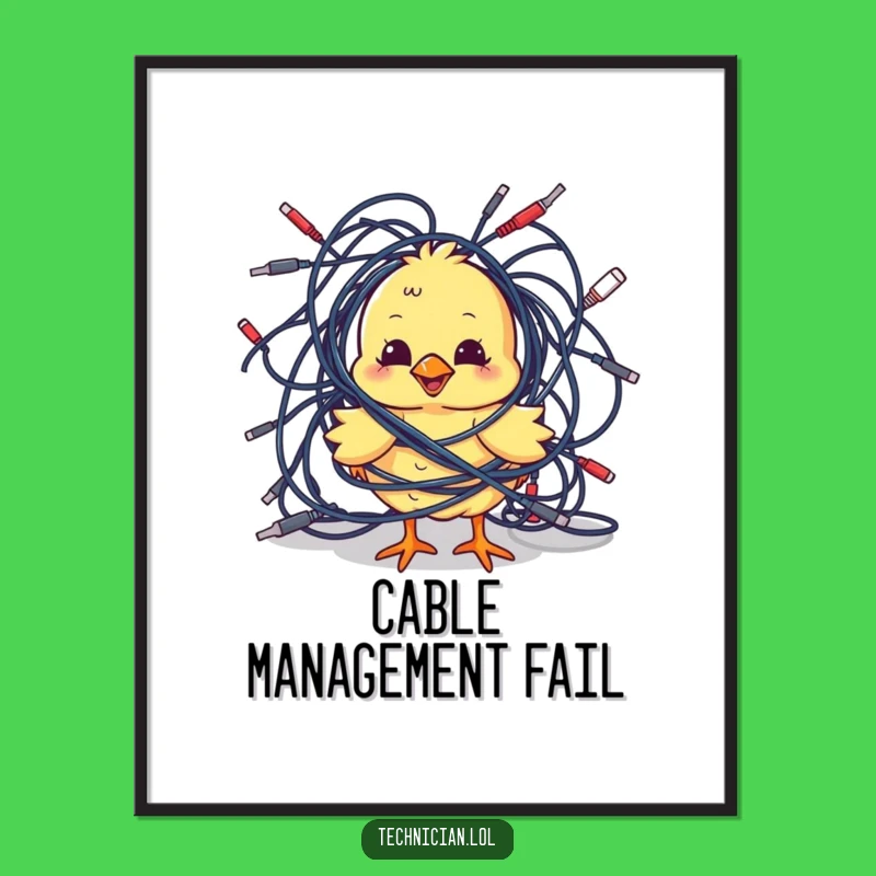Funny Chick Cables Poster: Tech Art, Unique Funny Gift Decor
