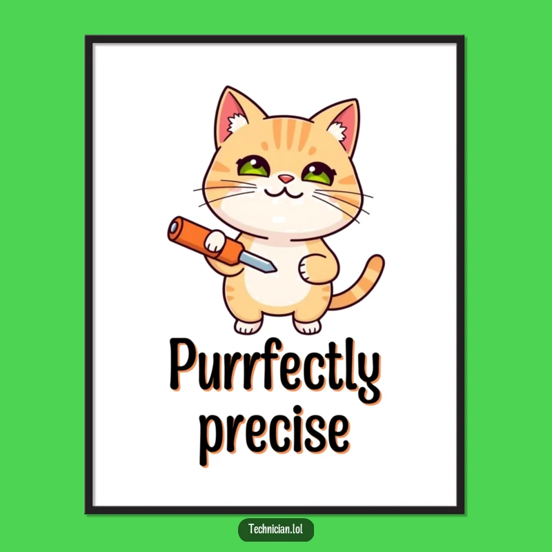 Funny Determined Cat Screwdriver Poster - Hilarious Wall Art for Fixers!