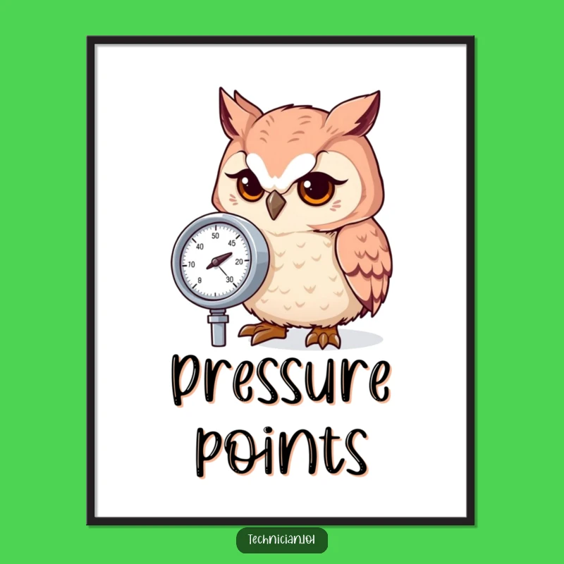 Funny Focused Owl Gauge Poster - Wise Wall Art!
