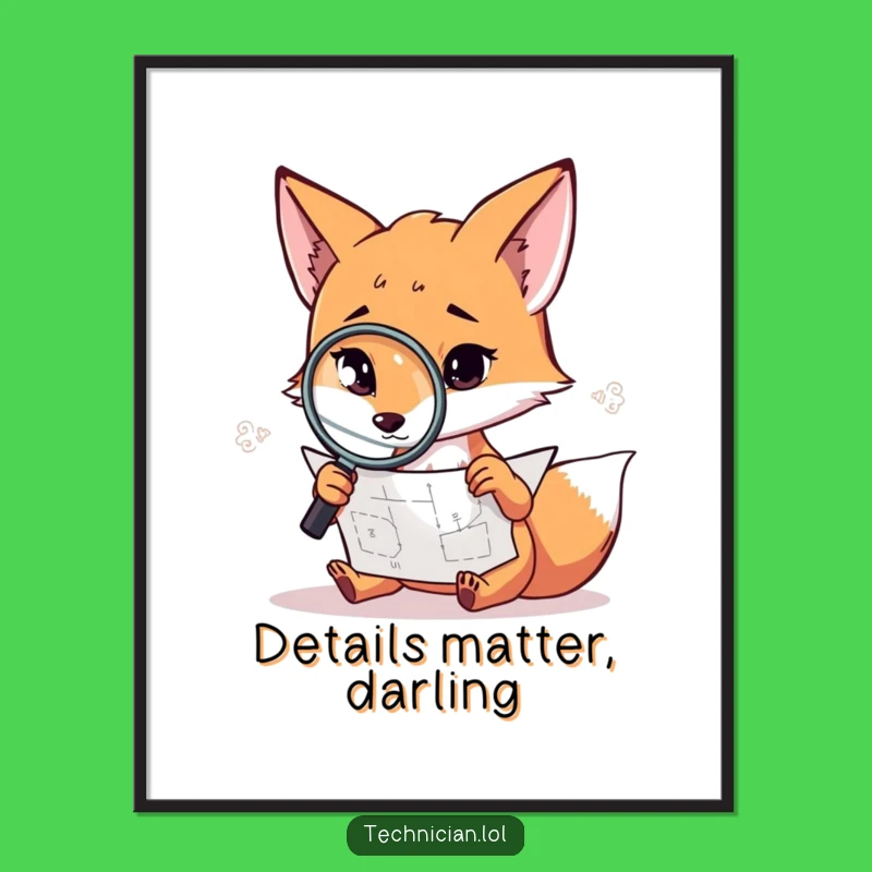 Funny Fox Poster: Detective fox art, a smart and funny gift for walls.