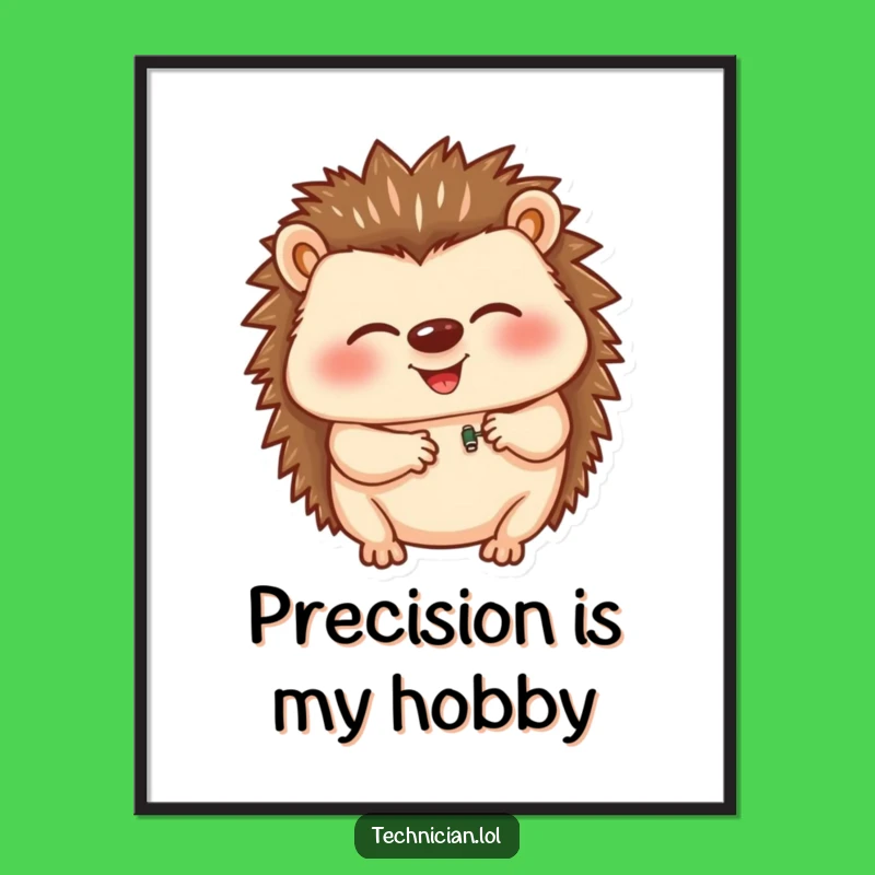 Funny Hedgehog Poster: Giggling Inventor Art, Hilarious Wall Decor, Perfect Humorous Gift