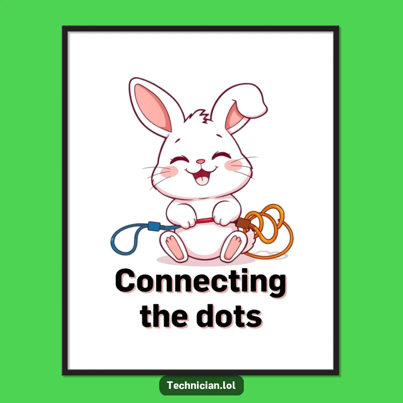 Funny Rabbit Electrician Poster: Cheerful Wire Art, Perfect Humorous Gift