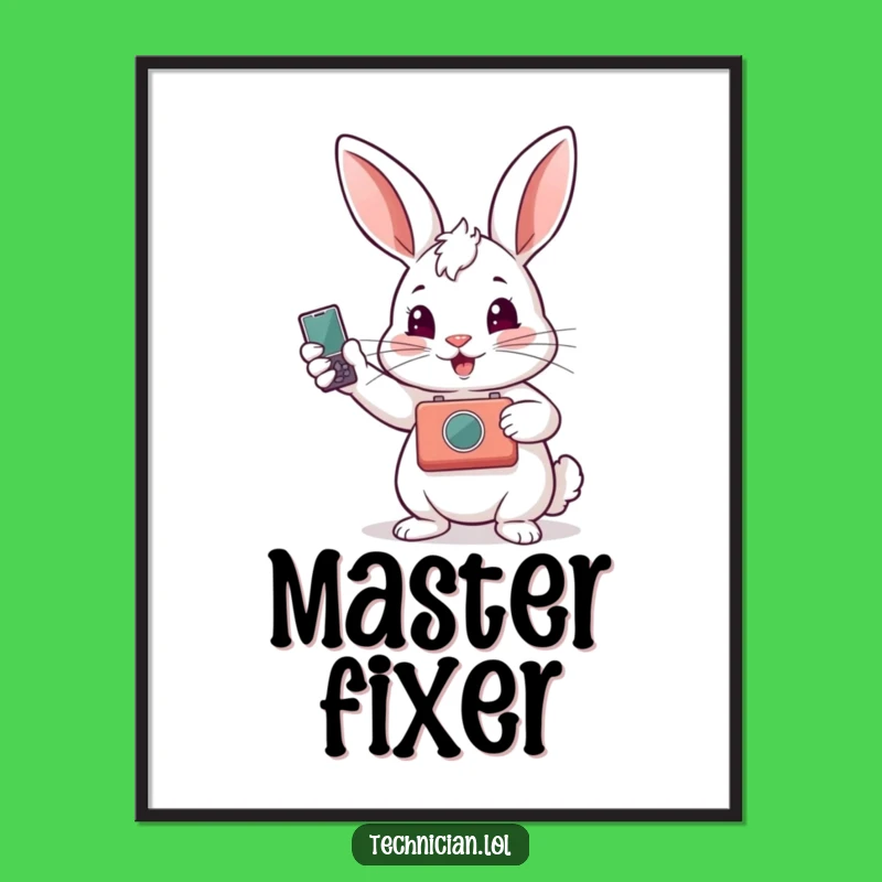 Funny Rabbit Fixed Gadget Poster - Whimsical Cartoon Art & Funny Gift