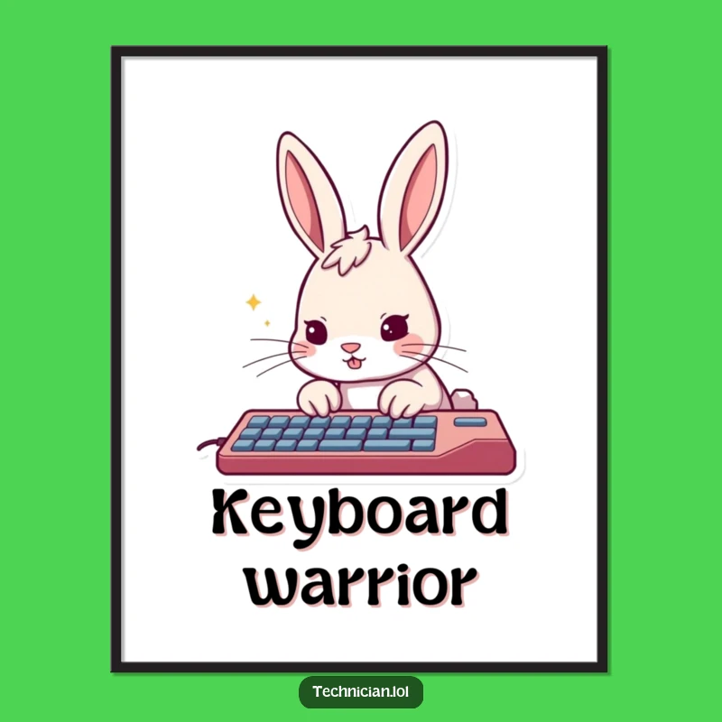 Funny Rabbit Keyboard Poster - Motivational Art for Creators!