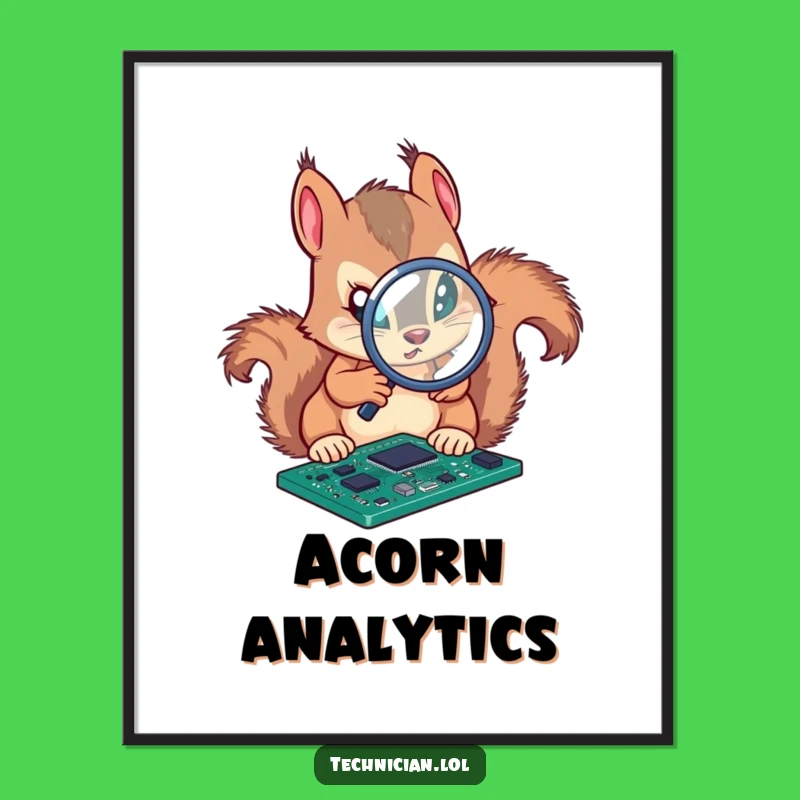 Funny Squirrel Engineer Poster: Analytical Art, Perfect Humorous Gift