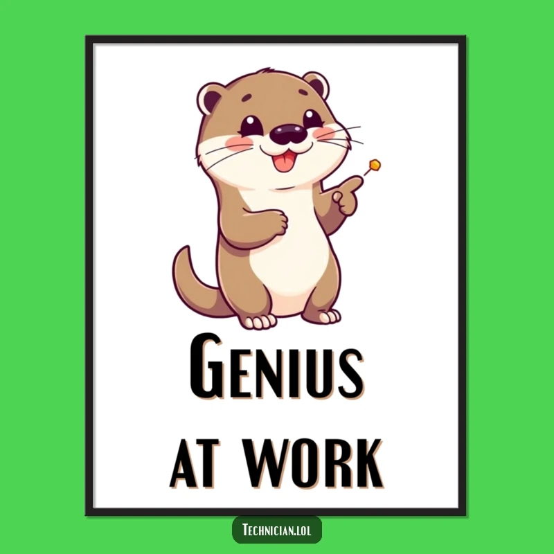 Funny Otter Schematic Poster - Clever Cartoon Art & Funny Gift