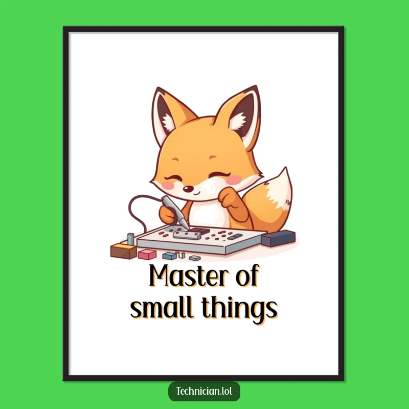 Funny Fox Tech Poster: Detail-Oriented Artwork for Your Space