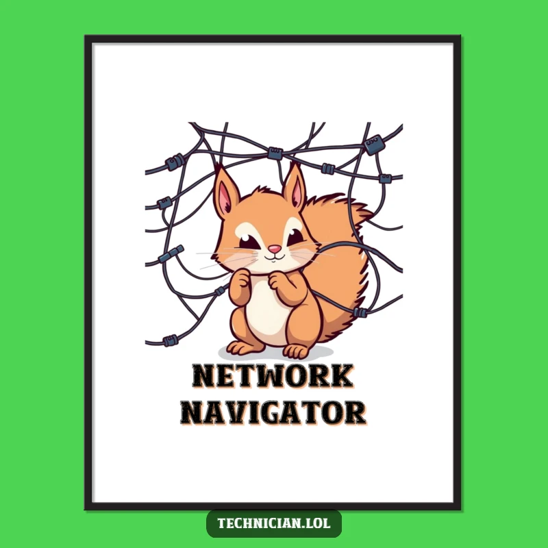 Funny Squirrel Tech Poster: Curious wires, a perfect funny gift for any tech space!