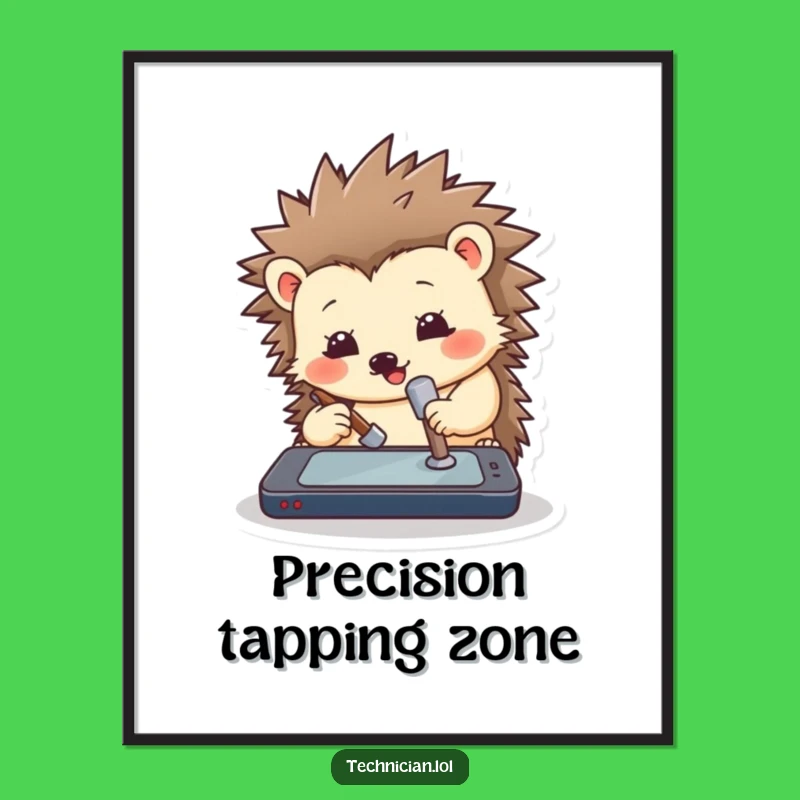 Funny Hedgehog Hammer Poster: Hilarious Tech Art for Your Wall Gift