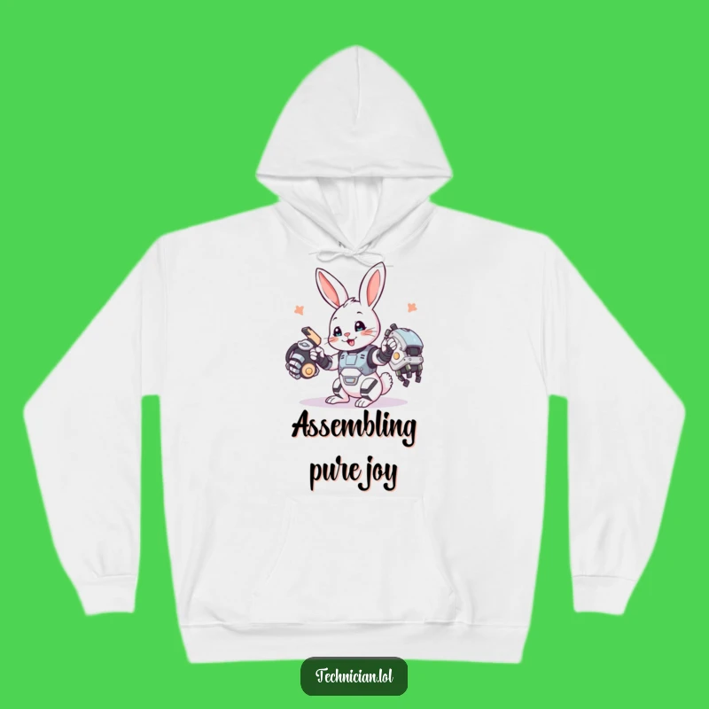 Funny Bunny Mechanic Hoodie: Cozy creator bunny, a warm and funny gift.