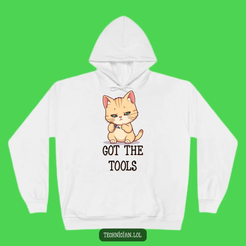 Funny Cat Mechanic Hoodie: Cozy comfort for the determined fixer, a perfect funny gift!