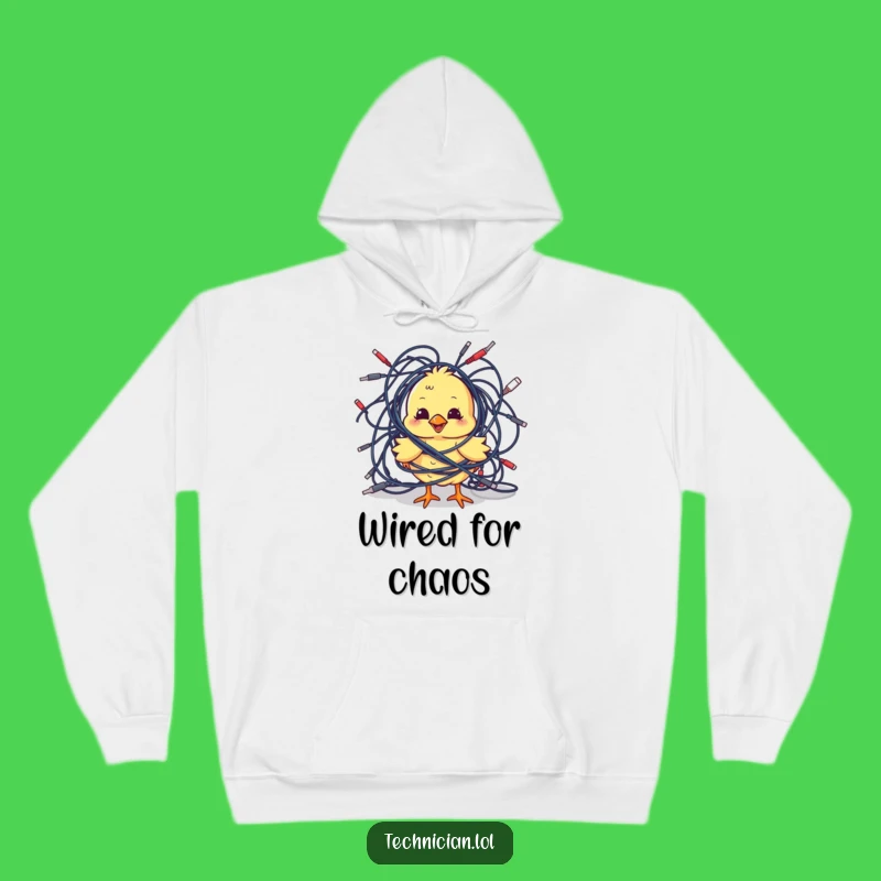 Funny Chick Cables Hoodie: Cozy Techie Style, Warm Funny Gift