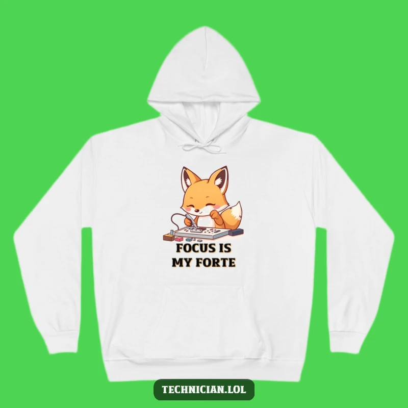 Funny Fox Tech Hoodie: Stay Cozy with a Focused, Energetic Fox