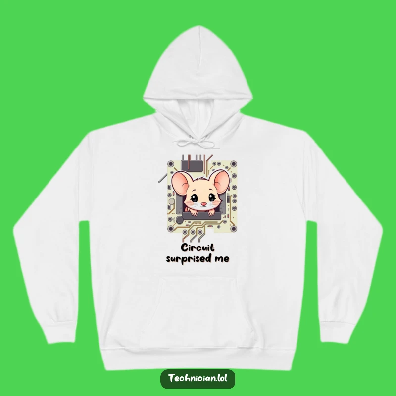 Funny Shy Mouse Circuit Board Hoodie - Cozy Tech Comfort!