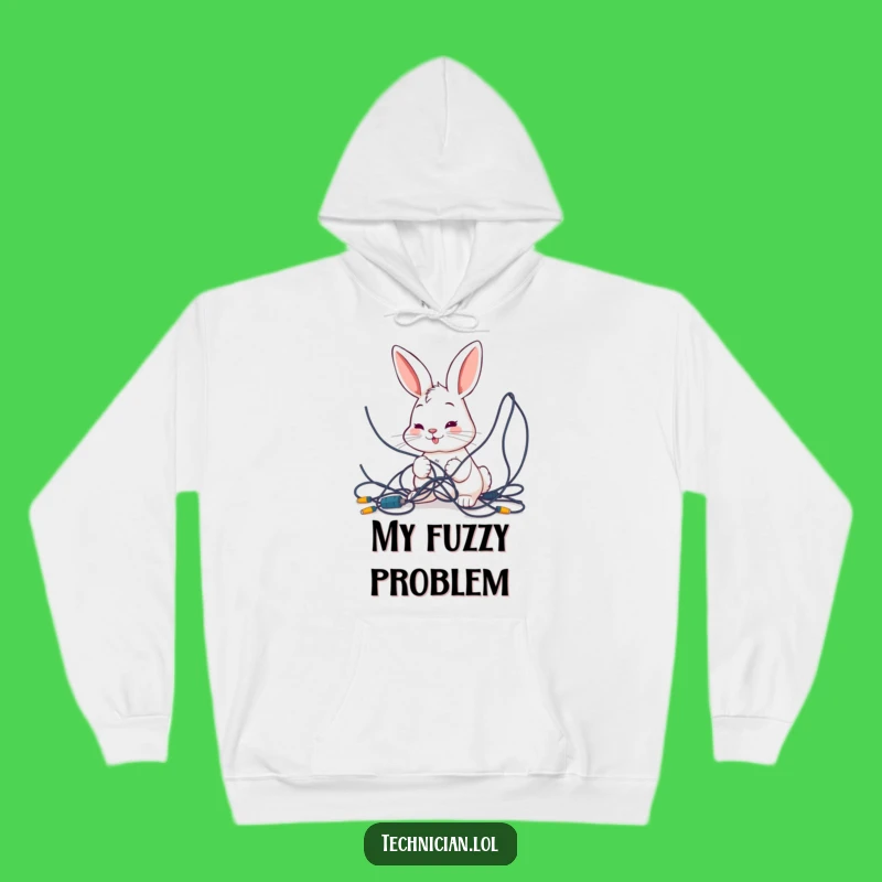 Funny Bunny Wires Hoodie - Cozy Tech Problem Apparel