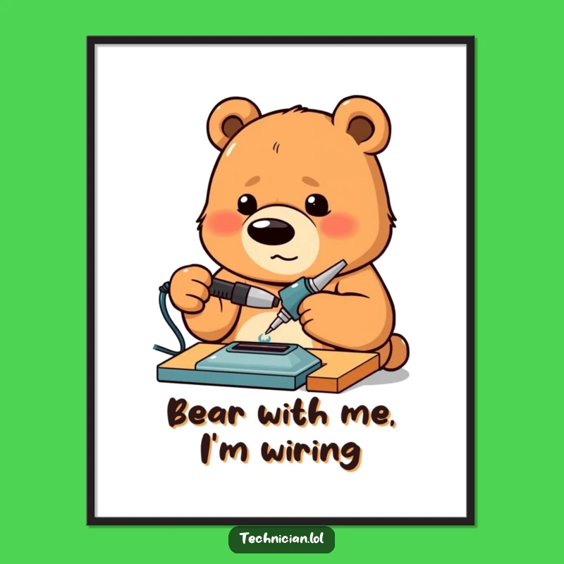 Funny Free Printable Wall Art: Bear Soldering with Focus for Industrial Charm