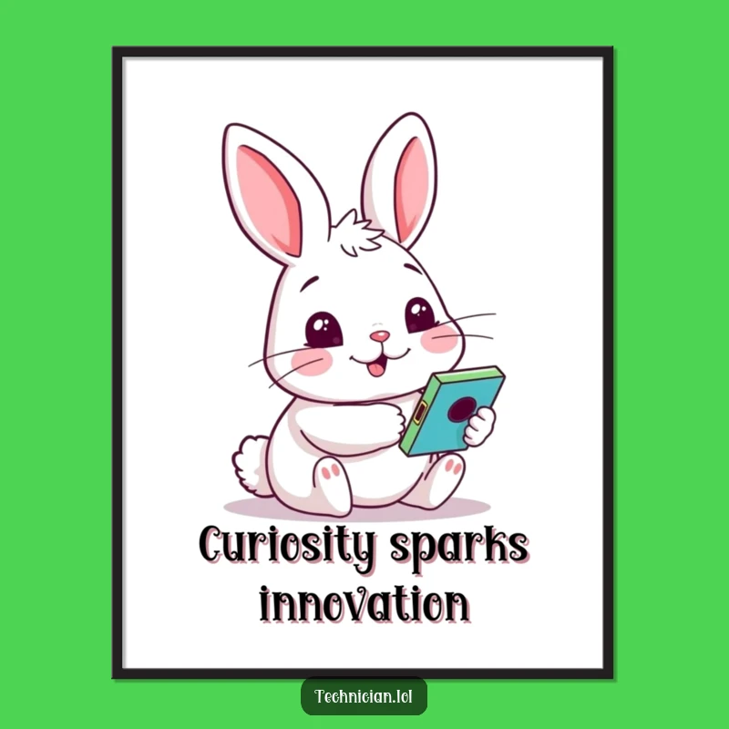 Free Printable Wall Art: Curious Rabbit Gadget Tester Downloadable Decor Gift