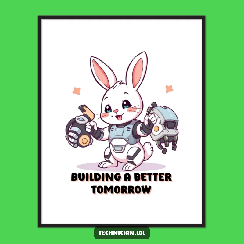 Free Printable Wall Art: Humorous Bunny Engineer DIY Downloadable Decor for Workshops