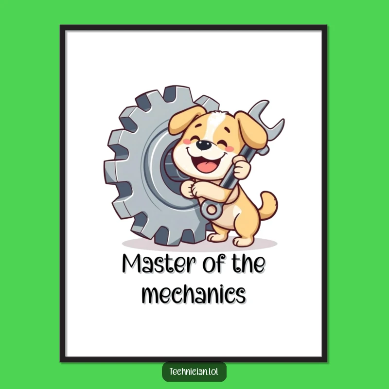 Free Printable Wall Art: Humorous Dog Mechanic DIY Downloadable Decor for Garage
