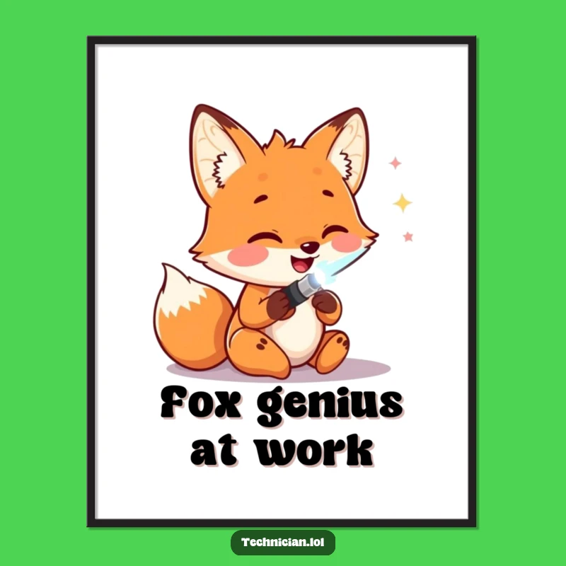 Free Printable Wall Art: Tech Fox Soldering, Funny Downloadable Decor for Geeks!