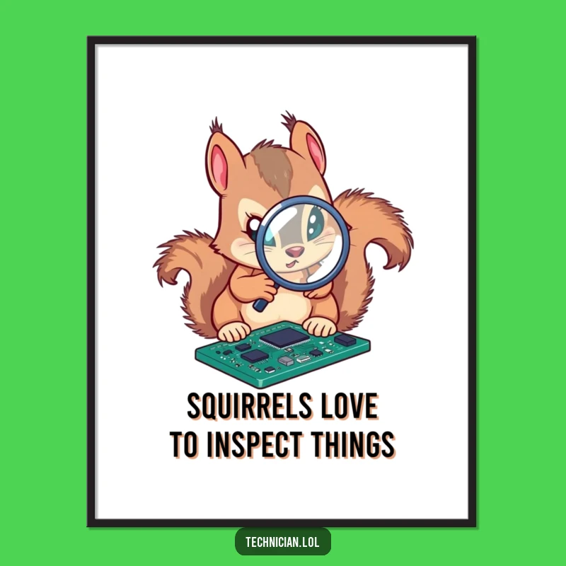 Funny Free Printable Wall Art: Squirrel Engineer DIY Poster for Gadget Fans