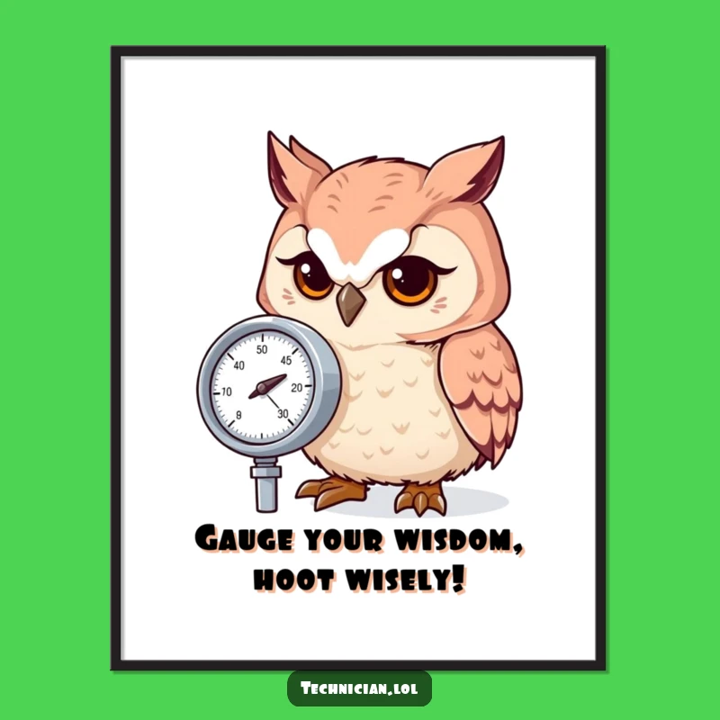 Free Printable Wall Art: Focused Owl Gauge - Funny Downloadable Decor for Precision Lovers!