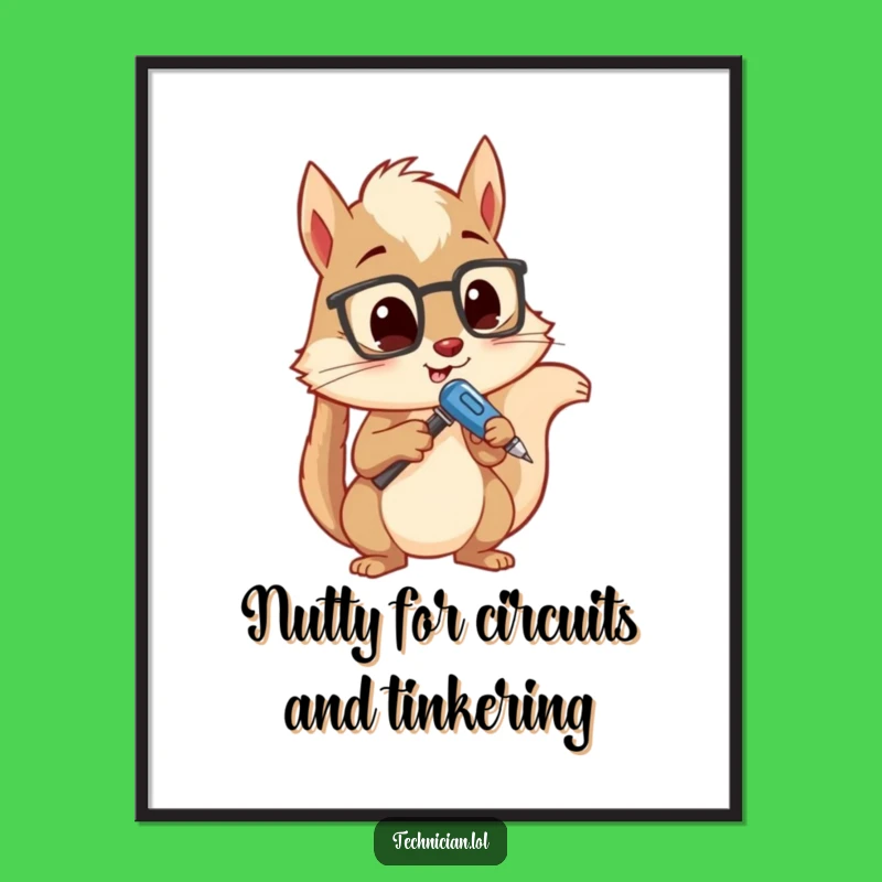 Free Printable Wall Art: Funny Squirrel Mechanic Downloadable Decor Gift