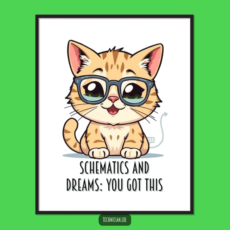 Funny Free Printable Wall Art: Cat Nerd at Computer, Cheerful Downloadable Decor