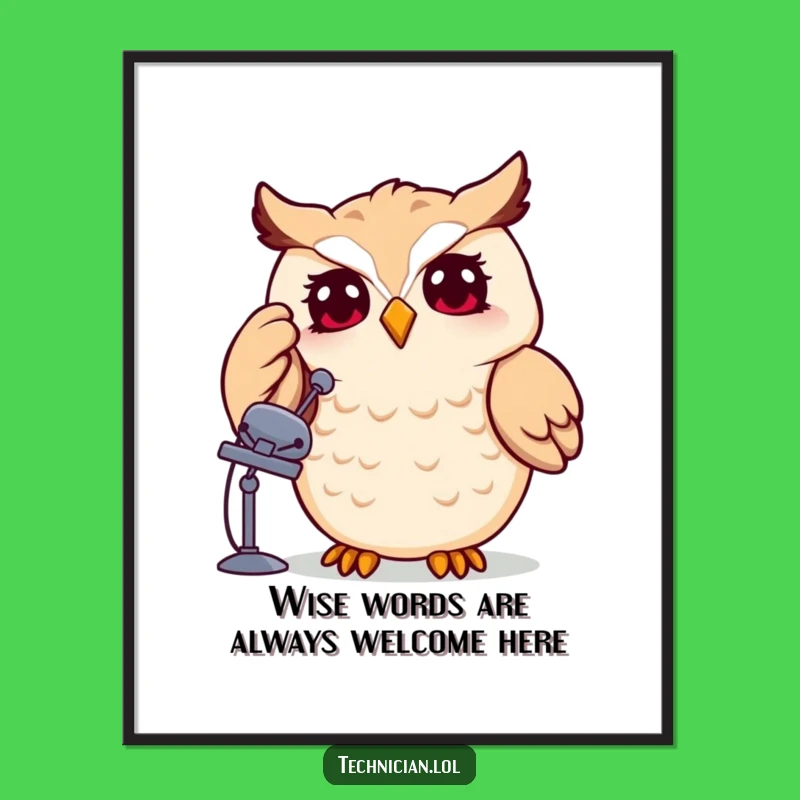 Funny Free Printable Owl Tech Art: Downloadable Poster for Quirky Decor