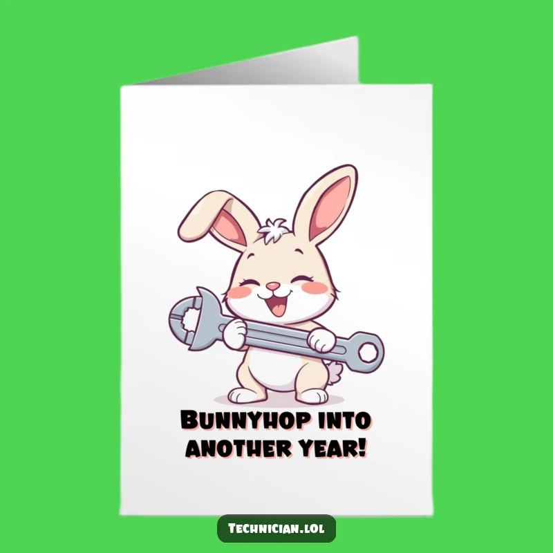 Free Printable Birthday Card: Funny Bunny Mechanic DIY Gift - Instant Download