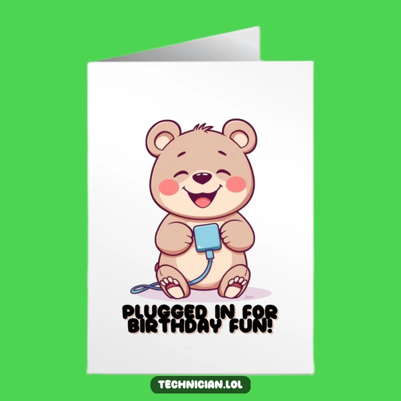 Free Printable Bear Birthday Card: Funny Downloadable Gift for Tech Lovers!