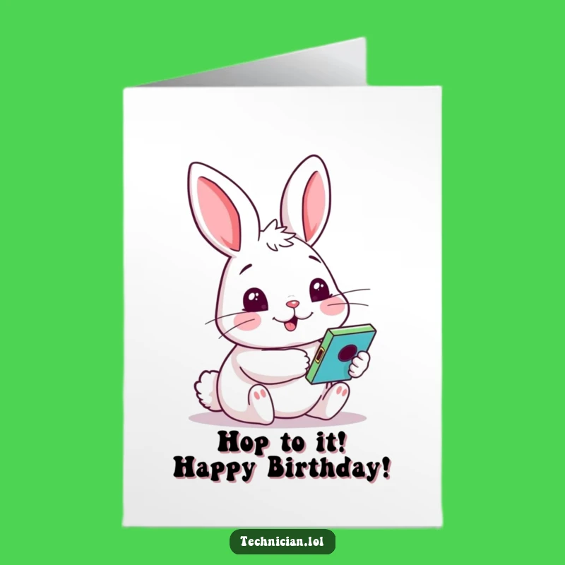 Free Printable Birthday Card: Curious Rabbit Gadget Tester DIY Gift Downloadable Art
