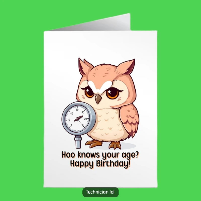 Free Printable Birthday Card: Focused Owl Gauge - Funny Downloadable Gift for the Serious!