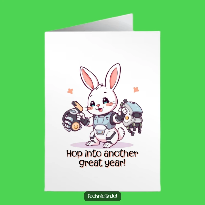 Free Printable Birthday Card: Funny Bunny Engineer DIY Downloadable Gift for Builders