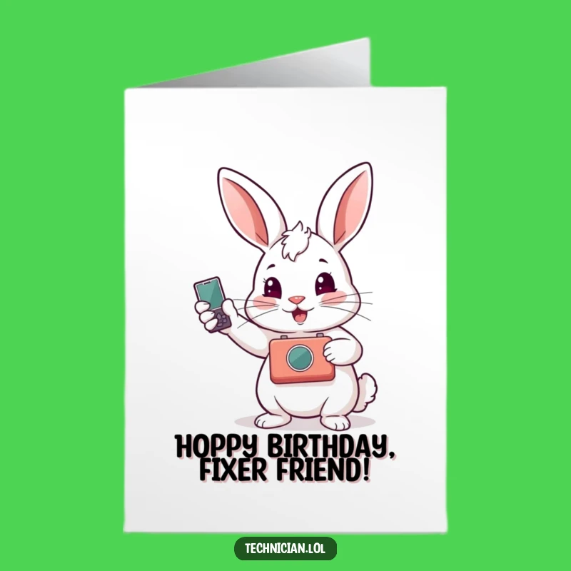 Free Printable Birthday Card: Rabbit's Repaired Gadget Birthday Wish