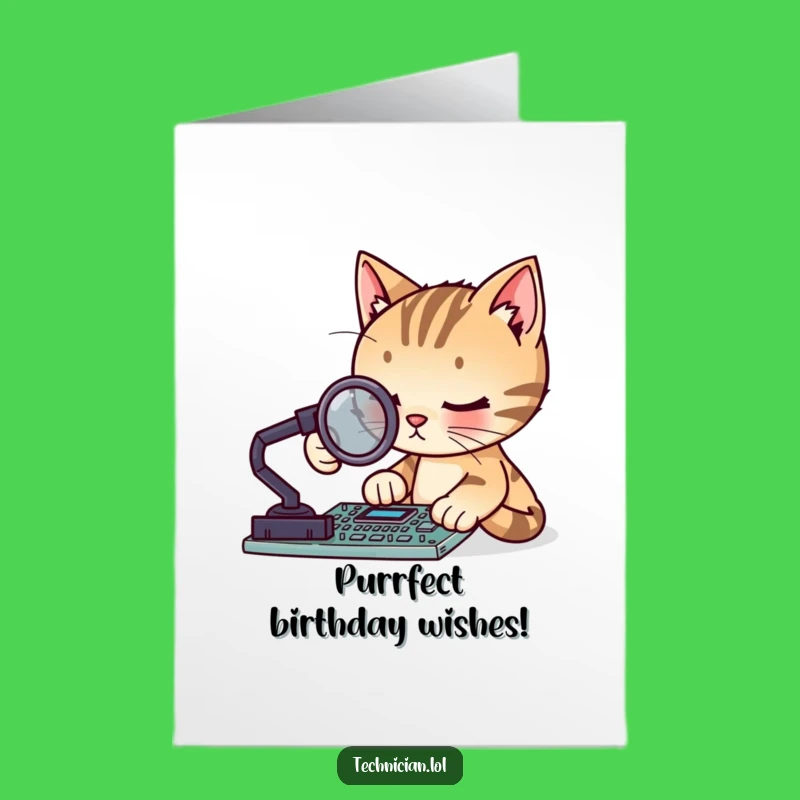 Purrfect Birthday Tech! Free Printable Card - Funny Cat Downloadable Gift!