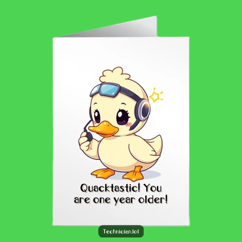 Free Printable Birthday Card: Duck Fixes Light - Funny Downloadable Gift for Problem Solvers!
