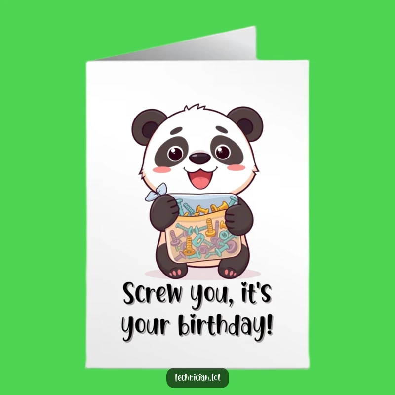 Free Printable Panda Hardware Birthday Card: Funny DIY Downloadable Gift